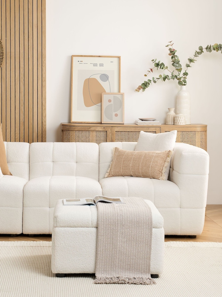 Birlea White Milo Boucle 3 Seater Corner Chaise Sofa - Image 2 of 8