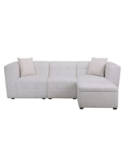 Birlea White Milo Boucle 3 Seater Corner Chaise Sofa - Image 7 of 8