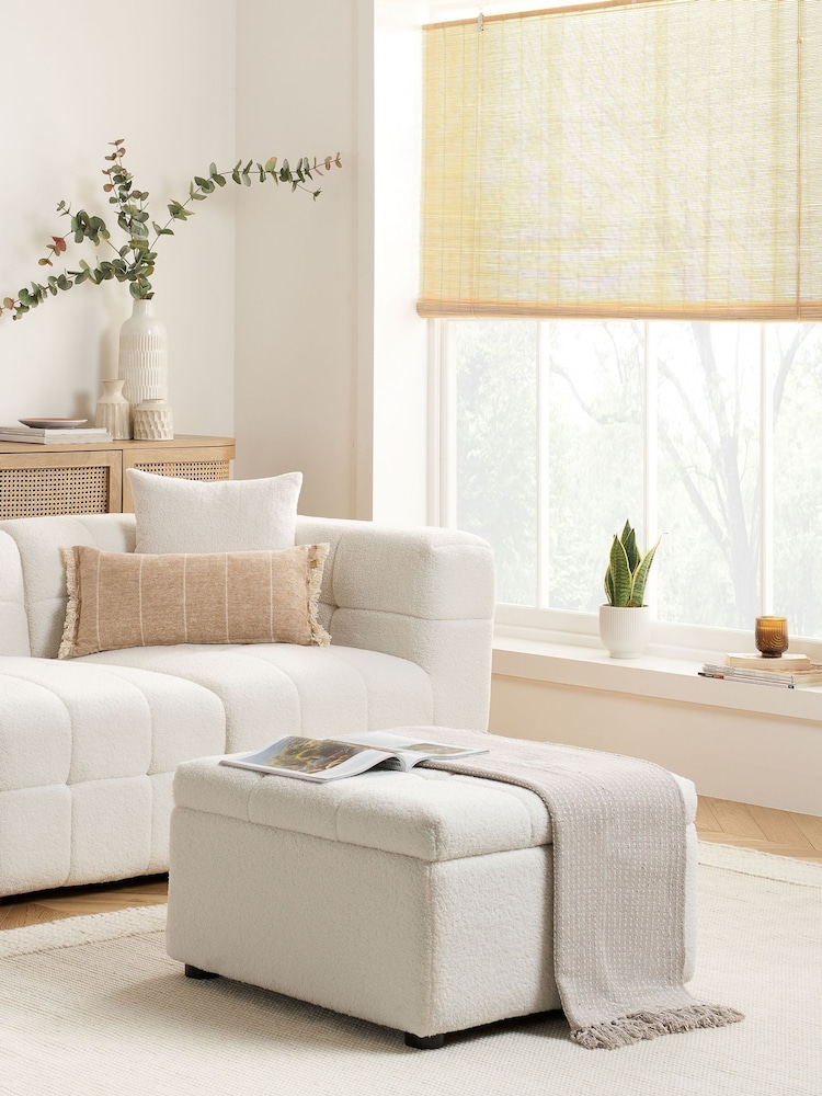 Birlea White Milo Boucle Footstool - Image 1 of 5