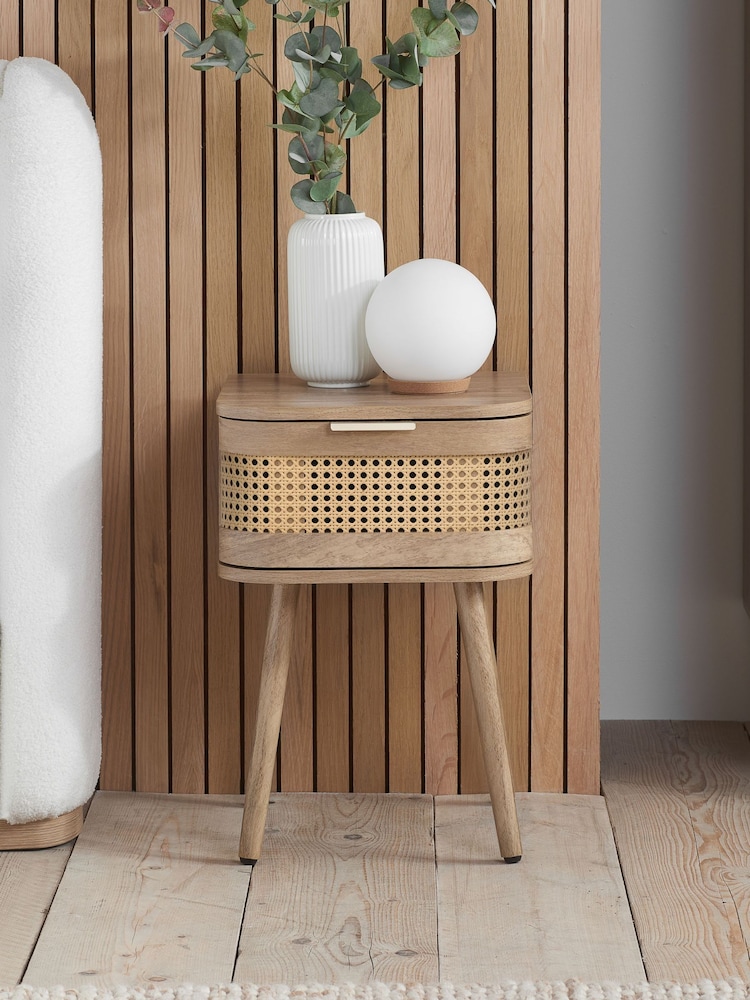 Birlea White Noah Rattan Bedside - Image 1 of 4