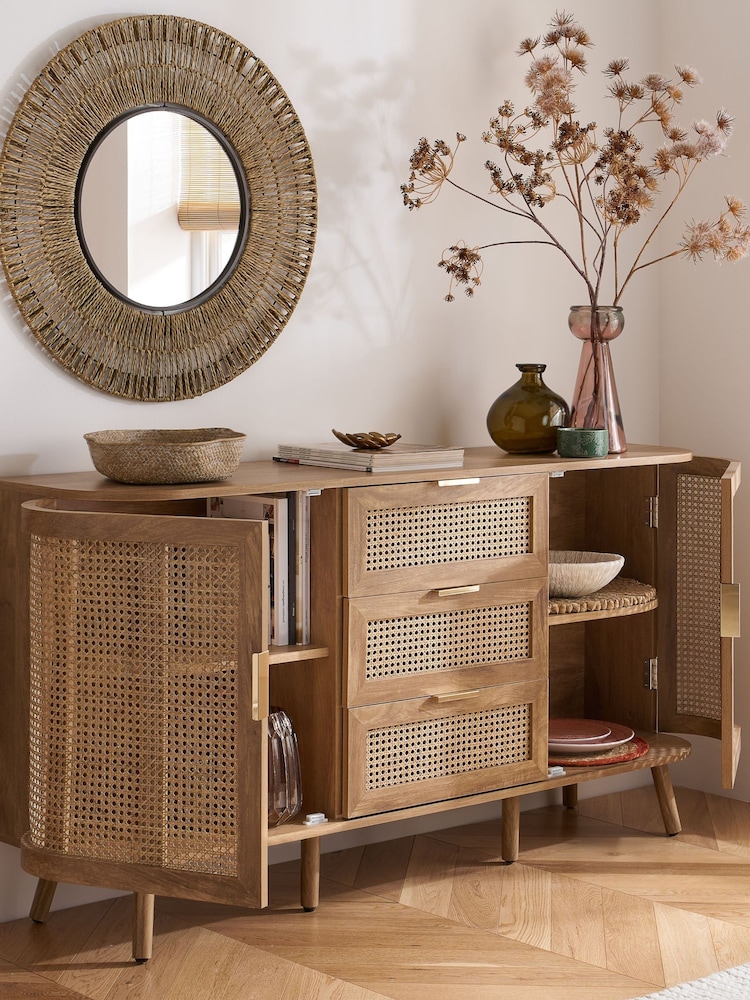 Birlea White Noah Rattan Sideboard - Image 2 of 5 Birlea White Noah Rattan Sideboard - Image 2 of 5