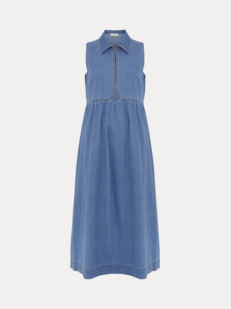 Phase Eight Blue Blakely Midi 100% Cotton Dress - Image 7 of 7