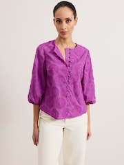 Phase Eight Purple Daisy Poplin Blouse - Image 1 of 6