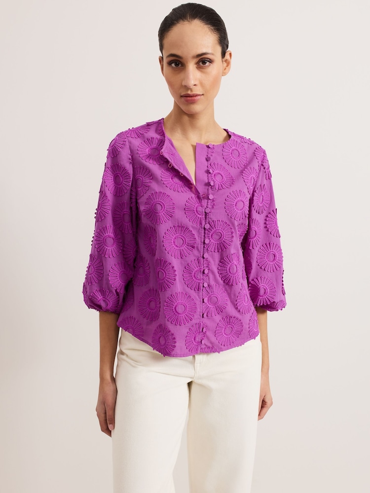 Phase Eight Purple Daisy Poplin Blouse - Image 1 of 6