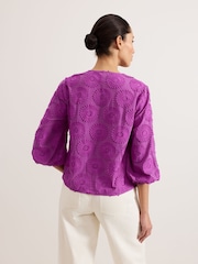 Phase Eight Purple Daisy Poplin Blouse - Image 2 of 6