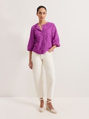 Phase Eight Purple Daisy Poplin Blouse - Image 3 of 6