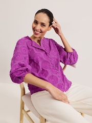 Phase Eight Purple Daisy Poplin Blouse - Image 4 of 6