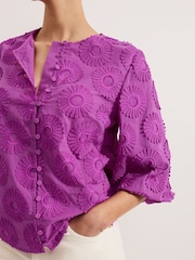 Phase Eight Purple Daisy Poplin Blouse - Image 5 of 6