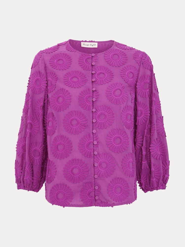 Phase Eight Purple Daisy Poplin Blouse - Image 6 of 6