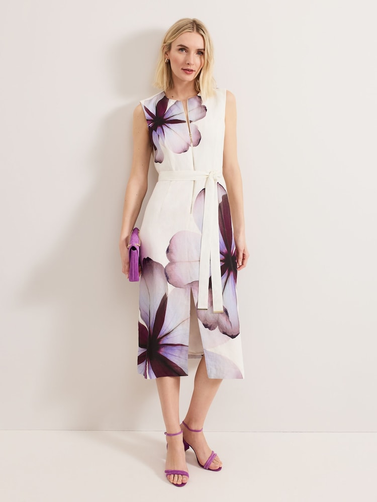 Phase Eight White Nina Linen Dress - Image 1 of 6
