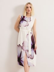 Phase Eight White Nina Linen Dress - Image 3 of 6