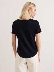 Phase Eight Blue Elspeth V-Neck 100% Cotton Top - Image 2 of 6