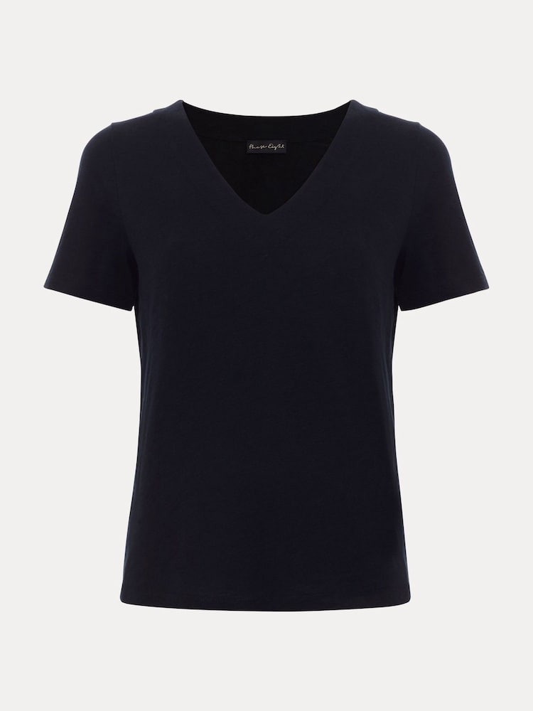 Phase Eight Blue Elspeth V-Neck 100% Cotton Top - Image 6 of 6