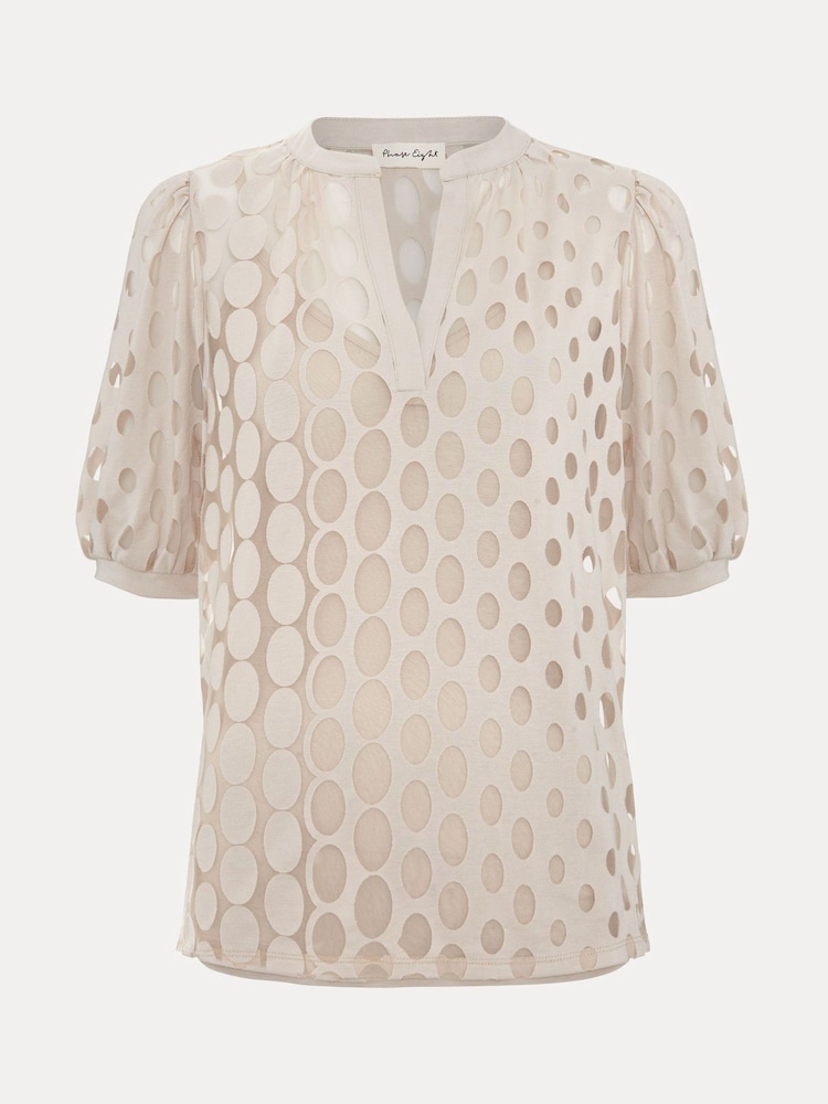Phase Eight Nude Cleo Burnout Top - Image 7 of 7 Phase Eight Nude Cleo Burnout Top - Image 7 of 7