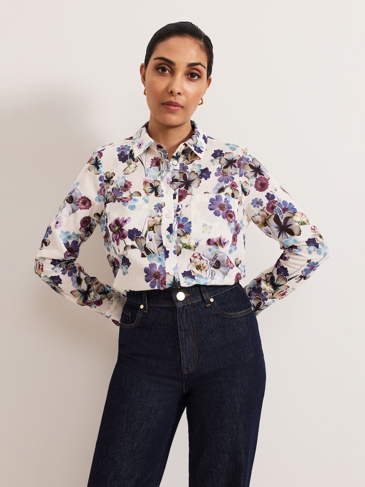 Phase Eight White/Multi Petite Maddelena 100% Cotton Shirt - Image 1 of 7