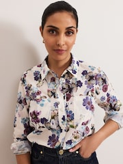 Phase Eight White/Multi Petite Maddelena 100% Cotton Shirt - Image 4 of 7