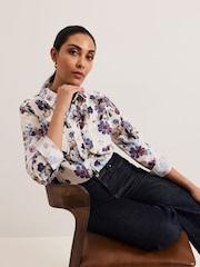 Phase Eight White/Multi Petite Maddelena 100% Cotton Shirt - Image 6 of 7
