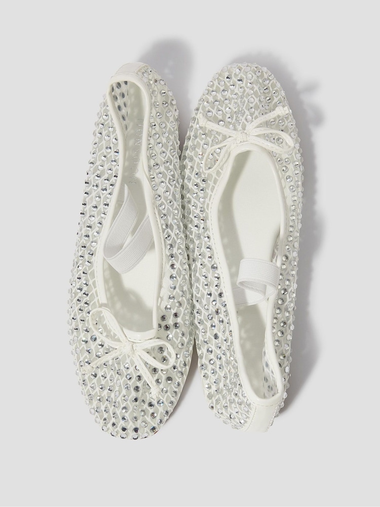 Monsoon Adia Diamante Mesh Ballet Matalakantaiset kengät - Kuva 2 / 4