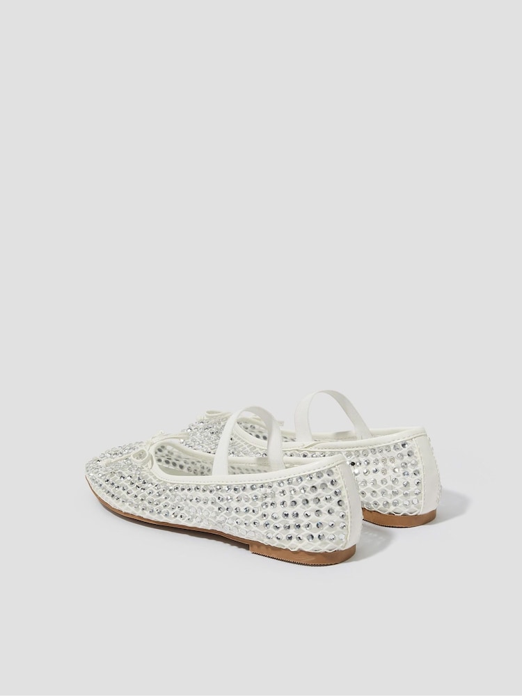 Monsoon Adia Diamante Mesh Ballet Matalakantaiset kengät - Kuva 4 / 4
