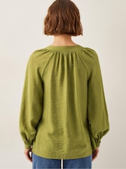 Monsoon Green Aya Long Sleeve Satin Blouse - Image 2 of 5