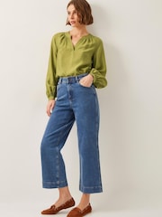 Monsoon Green Aya Long Sleeve Satin Blouse - Image 3 of 5