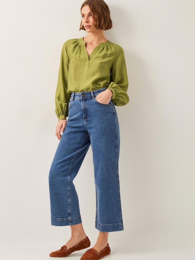 Monsoon Green Aya Long Sleeve Satin Blouse - Image 3 of 5