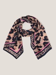 Monsoon Brown Delilah Leopard Print Silk Scarf - Image 1 of 2