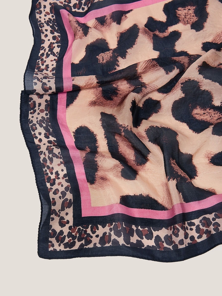 Monsoon Brown Delilah Leopard Print Silk Scarf - Image 2 of 2