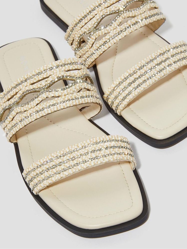 Monsoon Cream Macy Diamante Strap Slide Sandals - Image 3 of 3