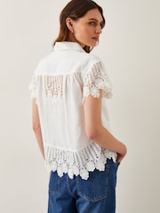 Monsoon White Lara Embroidered Short Sleeve Shirt - Image 2 of 5