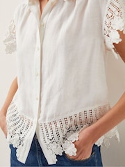 Monsoon White Lara Embroidered Short Sleeve Shirt - Image 4 of 5