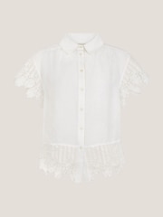 Monsoon White Lara Embroidered Short Sleeve Shirt - Image 5 of 5