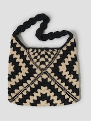 Monsoon Black Mae Crochet Shopper Bag - Image 1 of 4