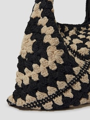 Monsoon Black Mae Crochet Shopper Bag - Image 4 of 4