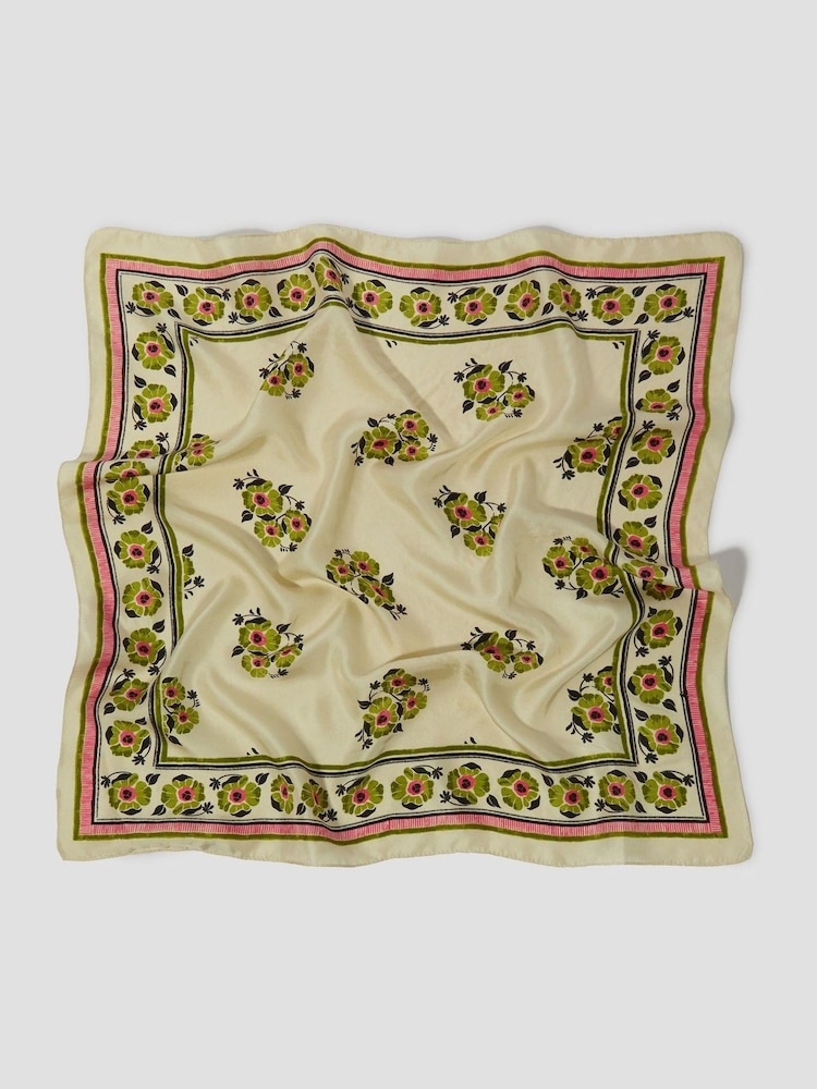 Monsoon Cream Louisa Floral Silk Square Scarf - Image 1 of 2