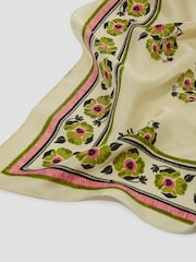 Monsoon Cream Louisa Floral Silk Square Scarf - Image 2 of 2