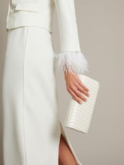 Monsoon Natural Becky Woven Bridal Clutch Bag - Image 1 of 5