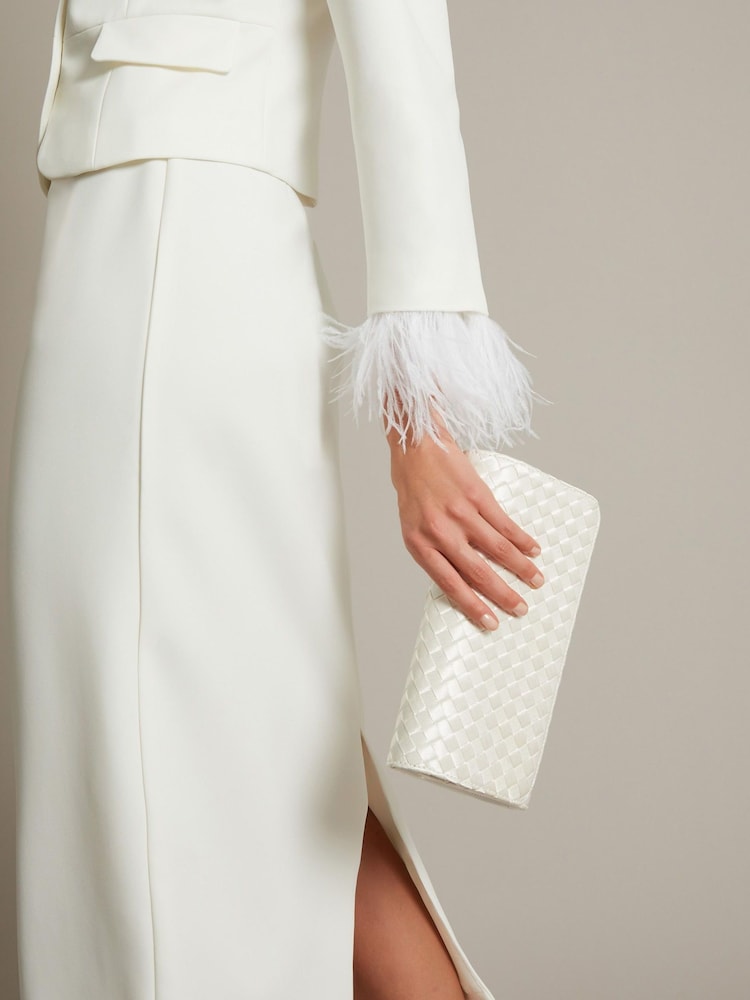 Monsoon Natural Becky Woven Bridal Clutch Bag - Image 1 of 5 Monsoon Natural Becky Woven Bridal Clutch Bag - Image 1 of 5