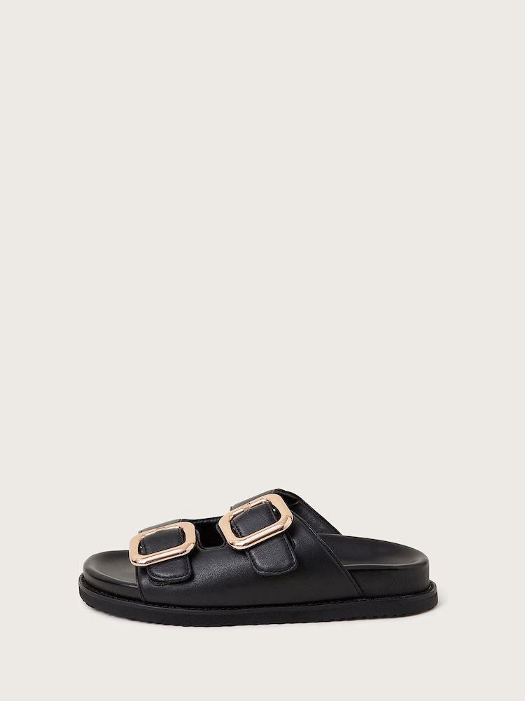 Monsoon Black Wendy Double Strap Buckle Sandals - Image 1 of 3