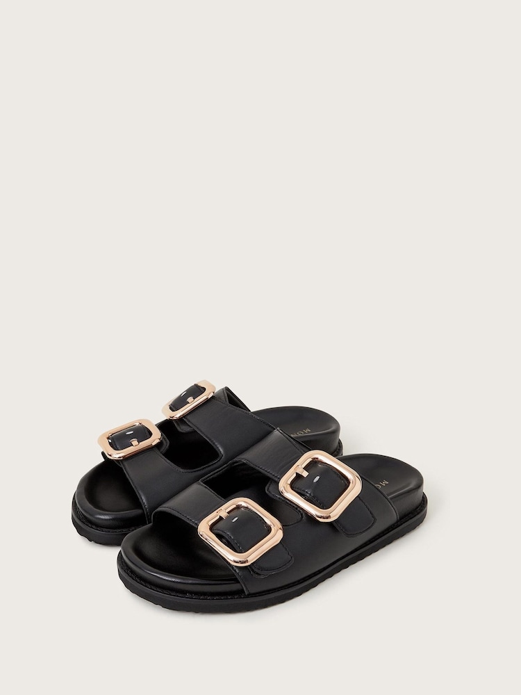 Monsoon Black Wendy Double Strap Buckle Sandals - Image 2 of 3