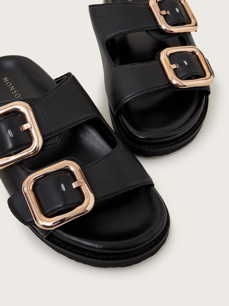Monsoon Black Wendy Double Strap Buckle Sandals - Image 3 of 3