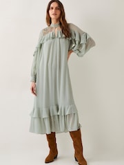 Rochie maxi cu volane și buline polka Monsoon Debbie - Imaginea 1 din 5