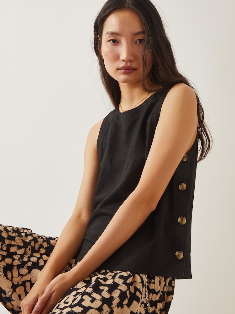 Monsoon Black Lucy Button Tank Top - Image 1 of 5