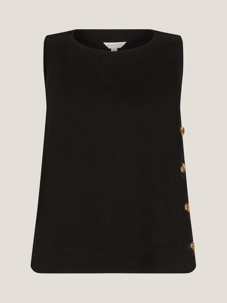 Monsoon Black Lucy Button Tank Top - Image 5 of 5