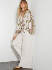 Monsoon Cream Louisa V-Neck Floral Print Blouse - Image 1 of 6