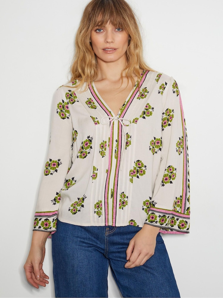Monsoon Cream Louisa V-Neck Floral Print Blouse - Image 2 of 6