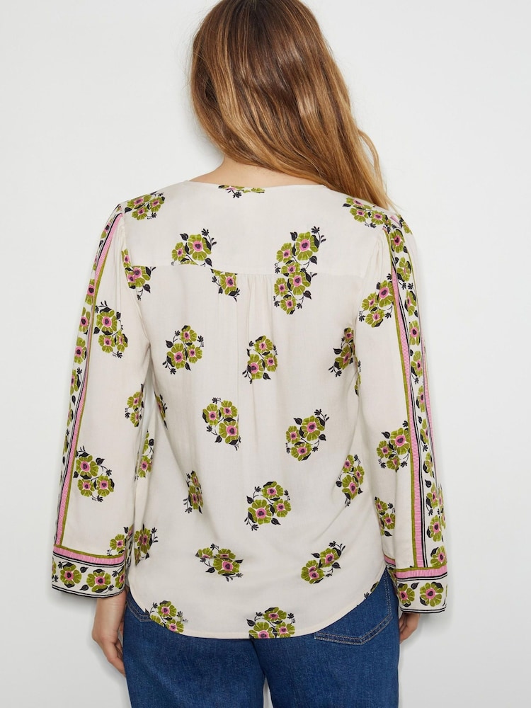 Monsoon Cream Louisa V-Neck Floral Print Blouse - Image 3 of 6