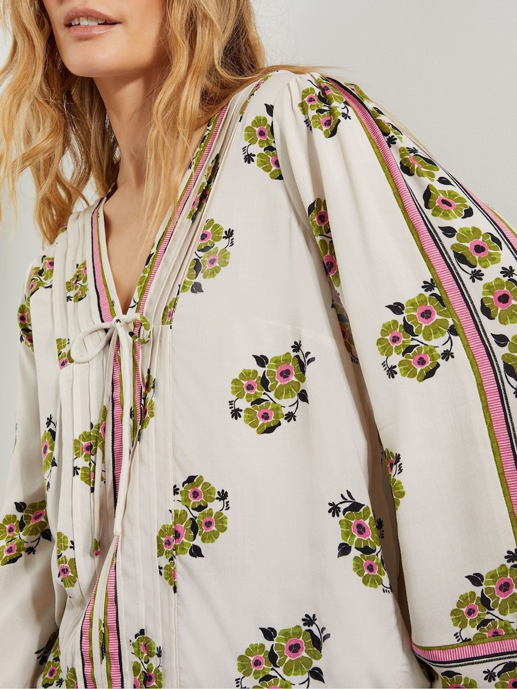 Monsoon Cream Louisa V-Neck Floral Print Blouse - Image 4 of 6