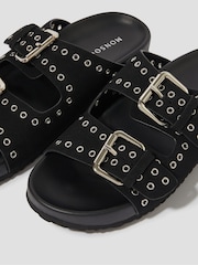 Monsoon Black Elena Stud Buckle Sandals - Image 3 of 3