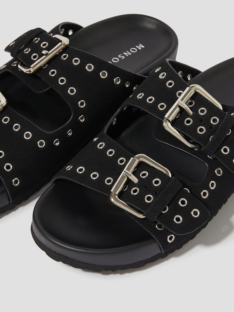 Monsoon Black Elena Stud Buckle Sandals - Image 3 of 3